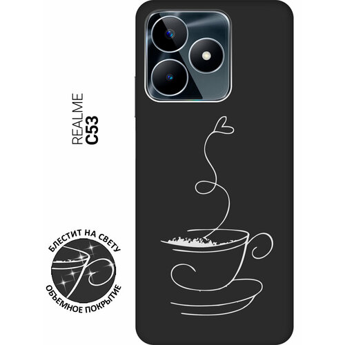 Матовый Soft Touch силиконовый чехол на Realme C53, Рилми С53 с 3D принтом Coffee Love W черный матовый soft touch силиконовый чехол на realme 11 рилми 11 с 3d принтом coffee love w черный