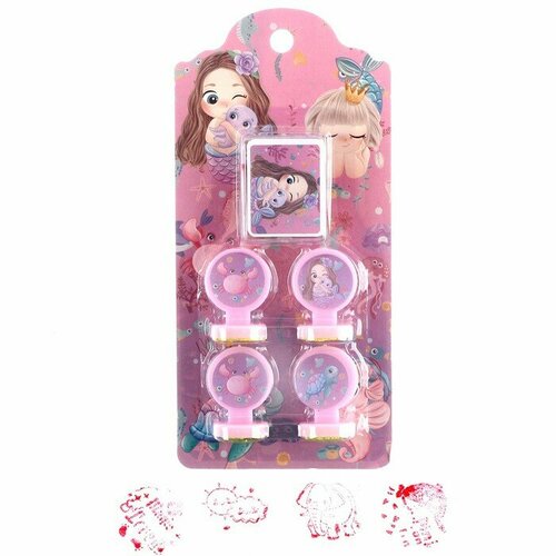 Печать цветная «Русалочка», набор 4 шт, штемпельная подушка для дома