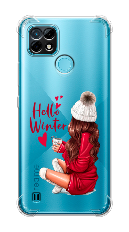 Противоударный силиконовый чехол на Realme C21 / Реалми С21 с рисунком Hello winter