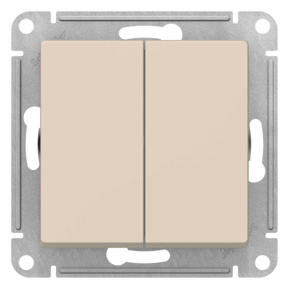 Systeme Electric AtlasDesign Бежевый Переключатель 2-клавишный перекрестный, 2 x сх. 7, 10АХ, механизм, Systeme Electric, арт. ATN000273