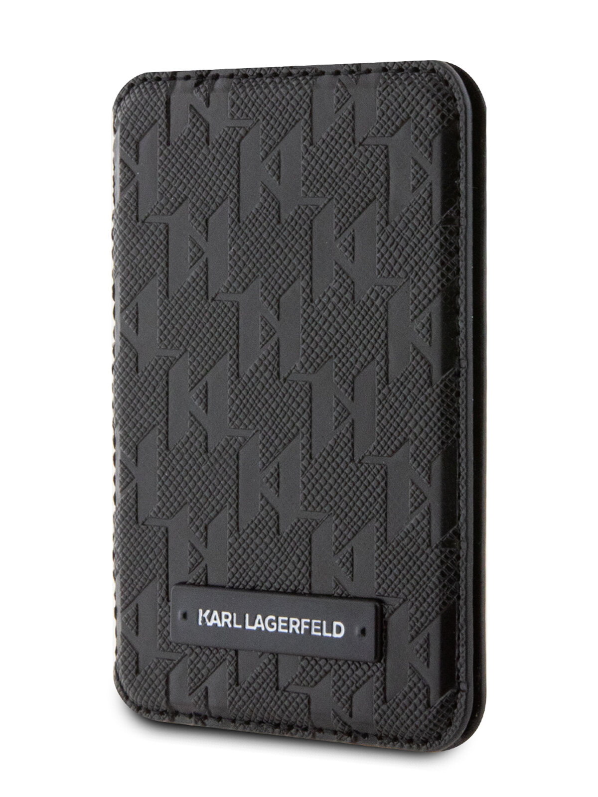 Lagerfeld магн. бумажник-стенд Wallet MagSafe Cardslot Stand Saffiano Monogram Plate loogo Black