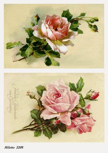 Изображение товара Декупажная карта А4 рисовая бумага цветы розы 2208