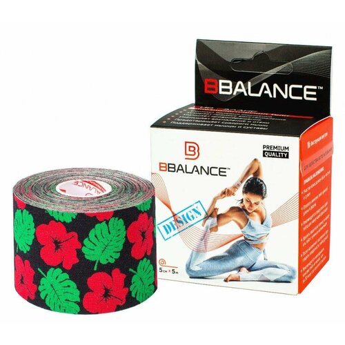 фото Кинезио тейп bbtape 5 см × 5 м гавайи черный bbalance