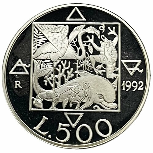 Италия 500 лир 1992 г. (Флора и фауна) (Proof) клуб нумизмат монета 500 лир италии 1992 года серебро 500 лет открытия америки