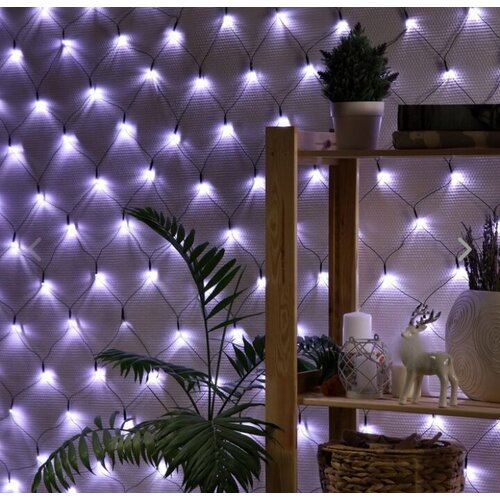 Гирлянда Сеть темная нить 224 лампы синее свечение