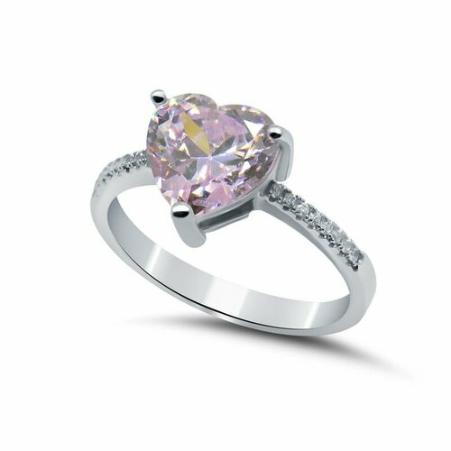 Кольцо Tosya, серебро, 925 проба, фианит, размер 16, розовый jewlia кольцо из серебра с розовым фианитом