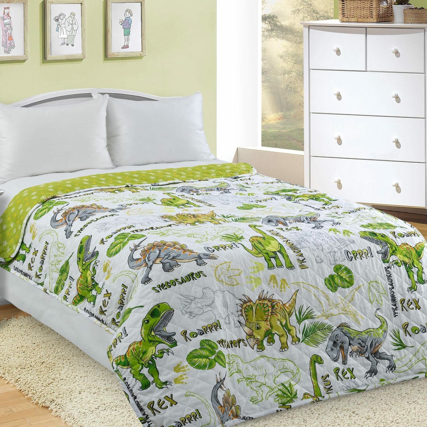 фото Покрывало детское стеганое из Поплина 110х140 "Эра динозавров 1"