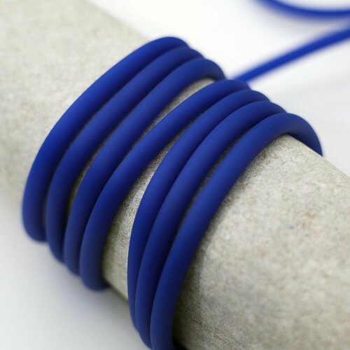 Шнур резиновый каучуковый с отверстием, намотка 2 метра, d 5 мм, синий, для рукоделия, создания бижутерии