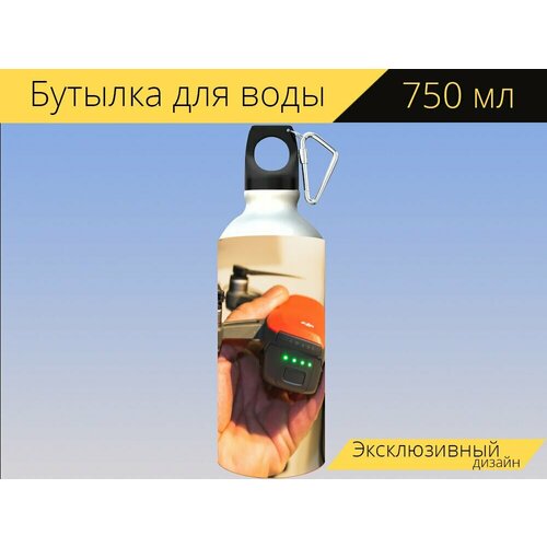 фото Бутылка фляга для воды "квадрокоптер, дрон, джи" 750 мл. с карабином и принтом lotsprints