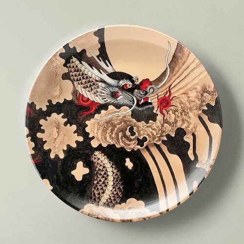 Декоративная тарелка с подвесом Диаметр: 200мм Дракон усатый