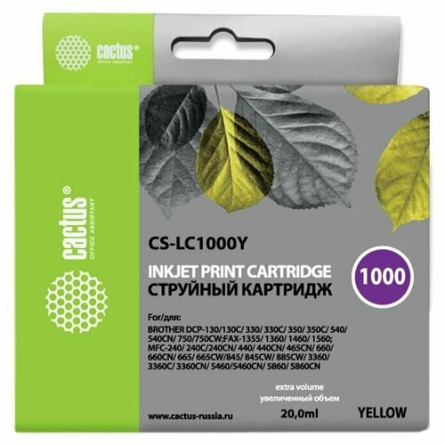 Картридж LC-1000 Yellow для принтера Бразер, Brother DCP-130 C; DCP-330 С струйный картридж lc 1000 magenta для принтера бразер brother dcp 130 c dcp 330 c dcp 350 c