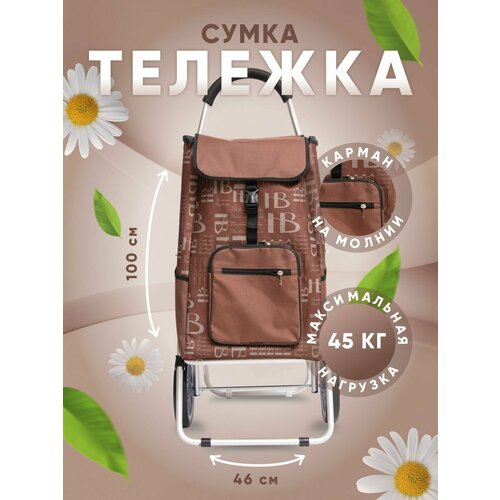 Сумка-тележка , 50 л, 46х100х27 см, ручная кладь, коричневый