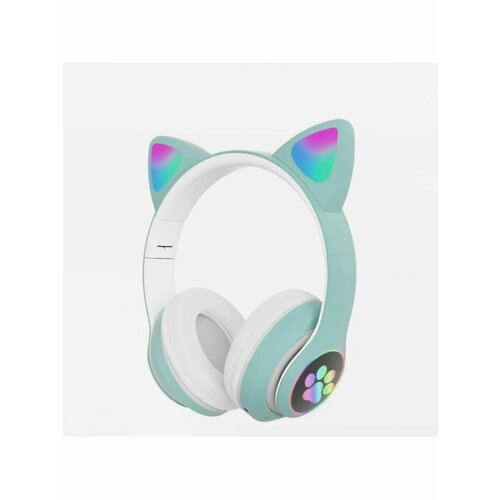 Беспроводные Детские Наушники со Светящимися Ушками bluetooth mp3 Cat Ear зелёные 78500₽