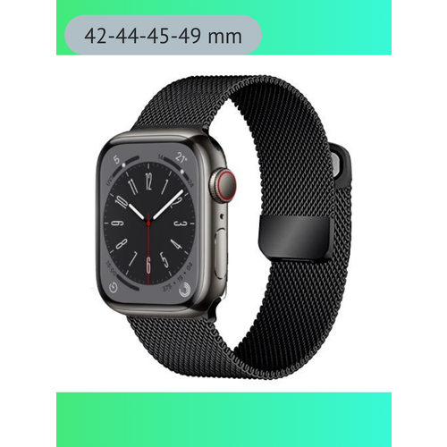 ремешок для apple watch 38 40 41 мм milanese loop металл черный с красным Черный ремешок Apple Milanese Loop для моделей 42–49 мм