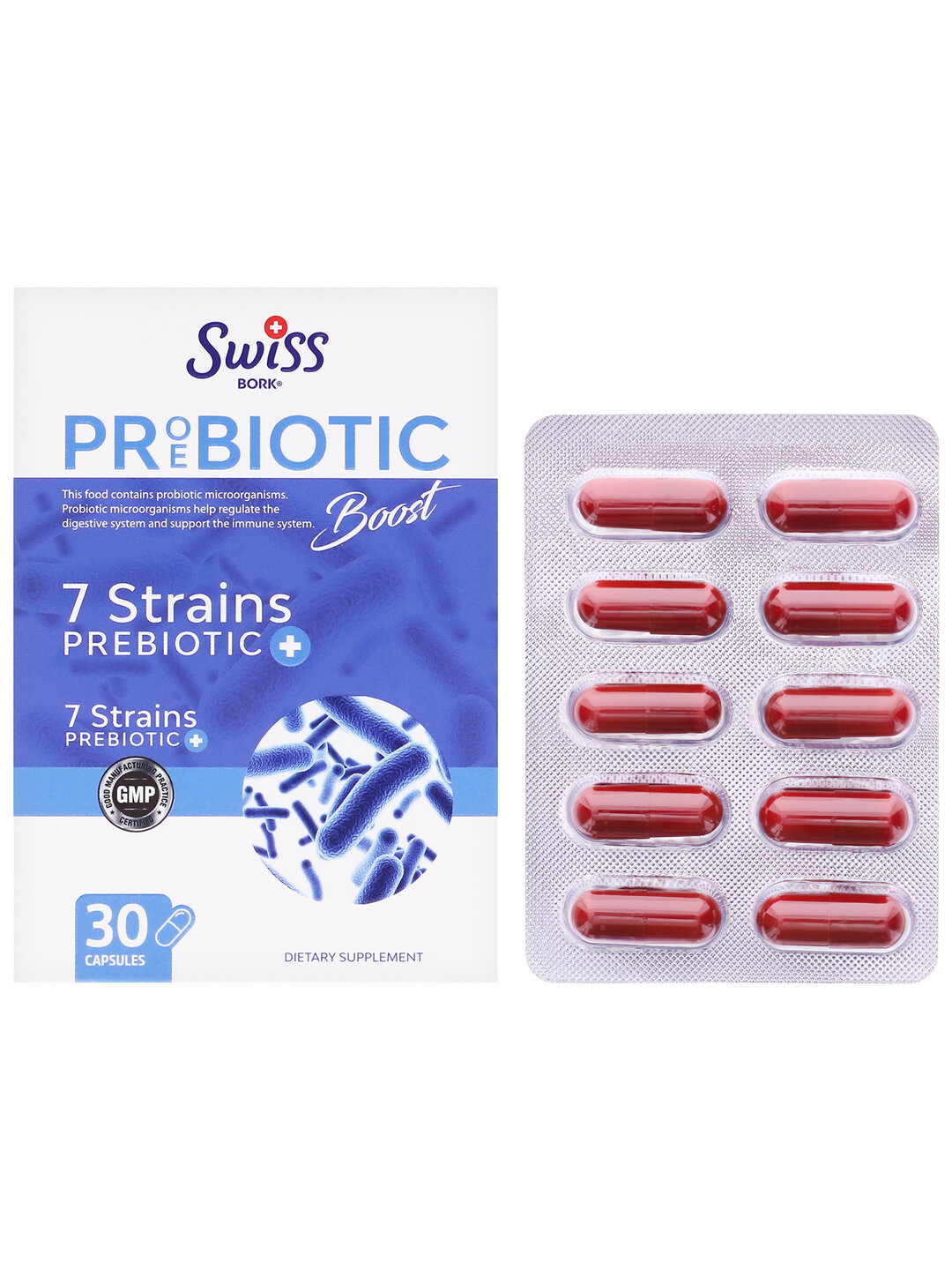 Изображение SWISS BORK Proebiotic Boost Kapsul / SWISS BORK Пробиотики + пребиотики, 30 капсул