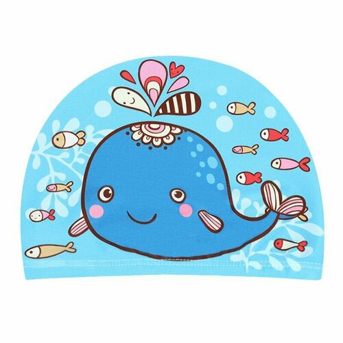 фото Шапочка для плавания детская happy kid, китенок, тканевая, маленькая, для бассейна, текстильная, для мальчика, для девочки happy kids