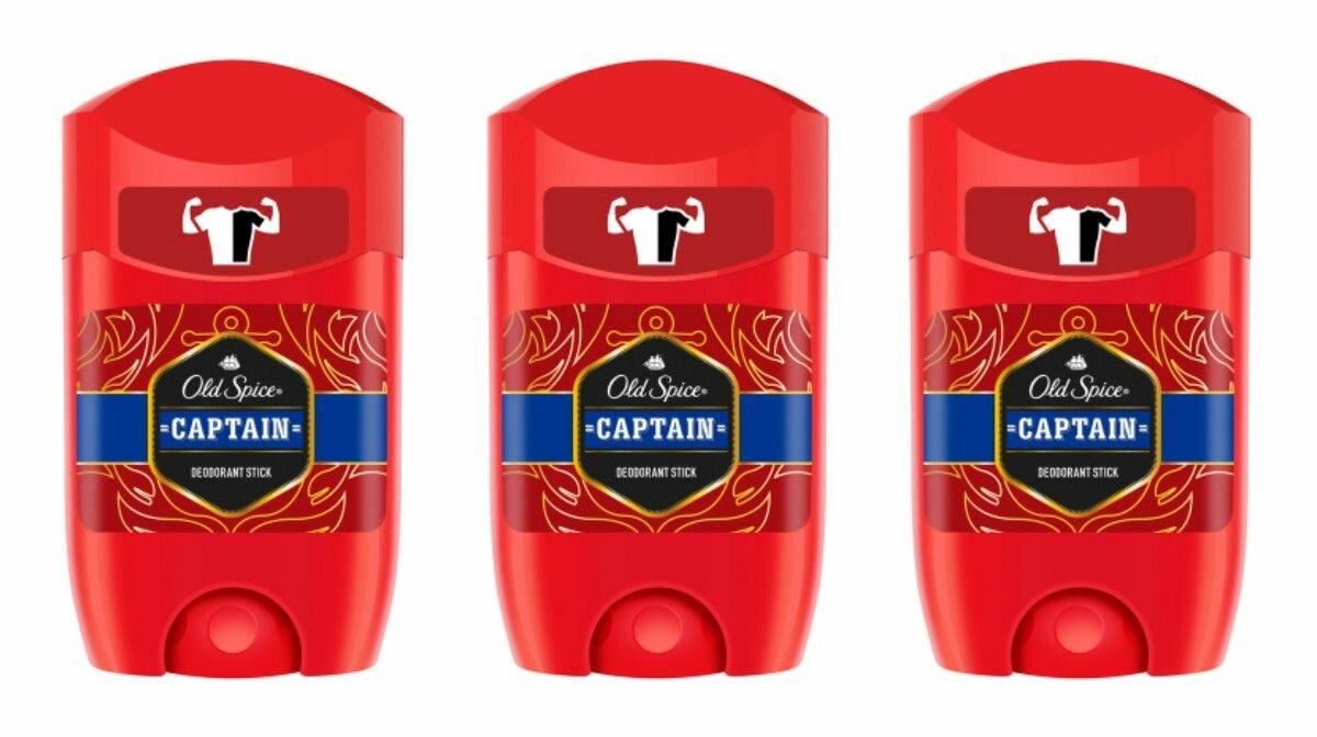 Old Spice Дезодорант мужской, Captain 50 мл, 3 шт