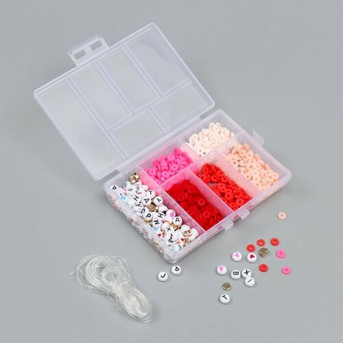 Бусины в шкатулке Красные нить 08 мм 5 м 12х84х22 см 1594₽