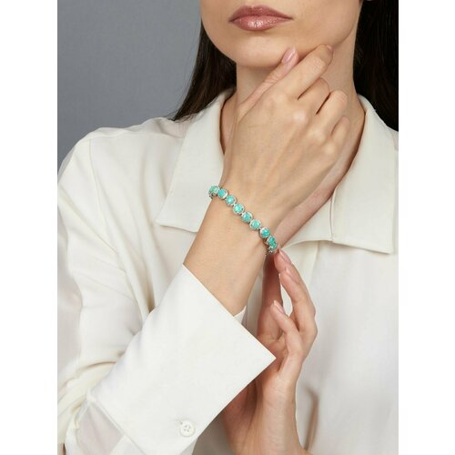 фото Браслет, опал, размер 18 см, серебряный, голубой bijuton