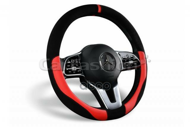 Оплетка руля (M) 37-39см черно-красная экокожа-замша Tag CARFASHION CarFashion арт. 31607