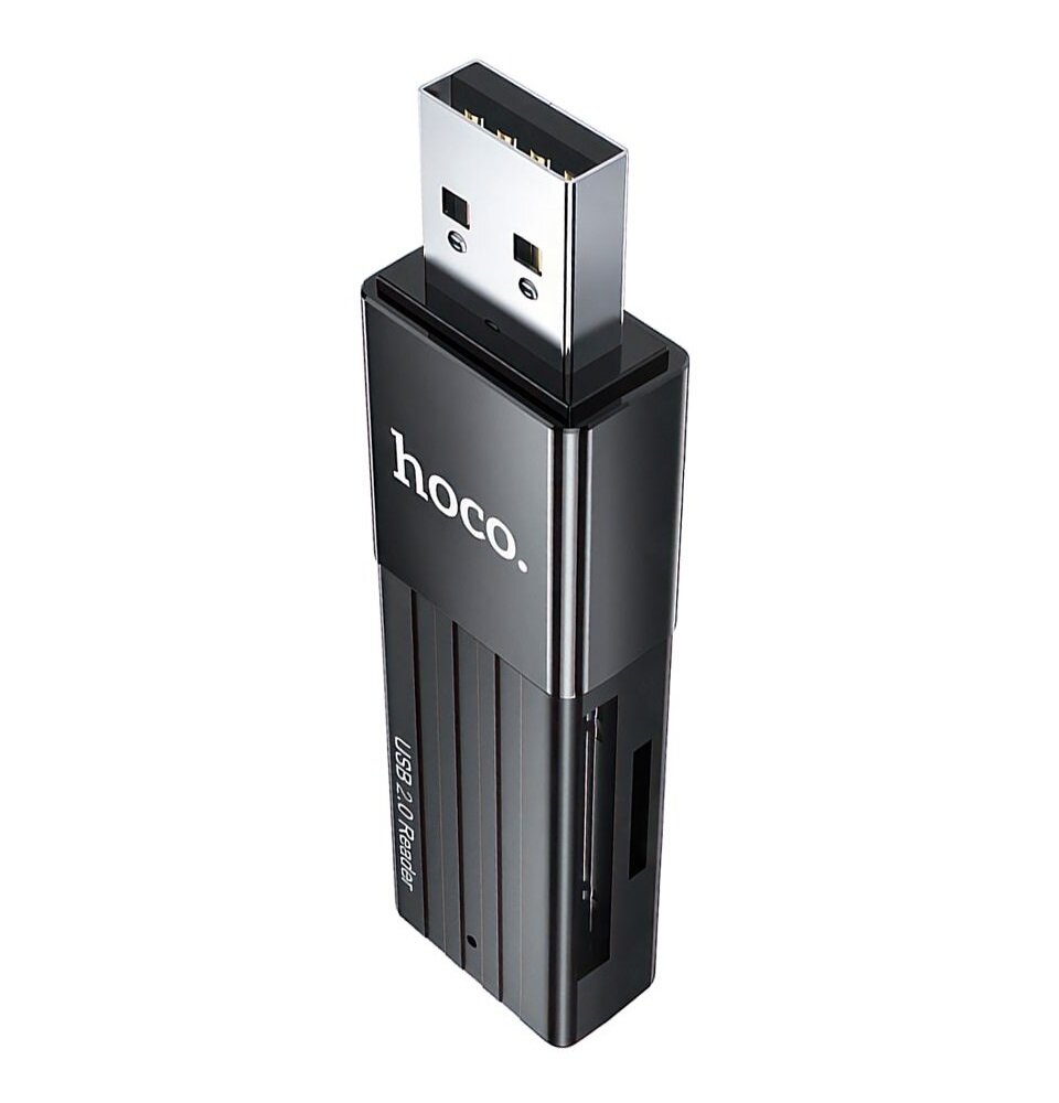 Картридер Hoco HB20 Mindful 2 in 1Card Reader USB 2.0, черный