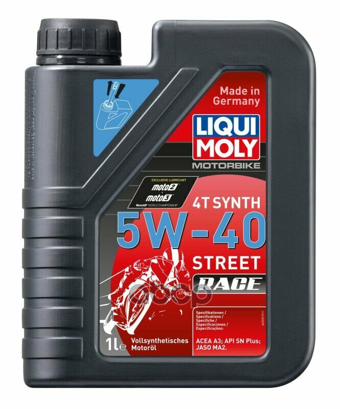 Liquimoly 5W-40 Motorbike 4T Synth Street Race (1L)_Синт. масло Моторн! Д/Мотоц Api Sl/Sm Jaso Ma-2 LIQUI MOLY арт. 2592