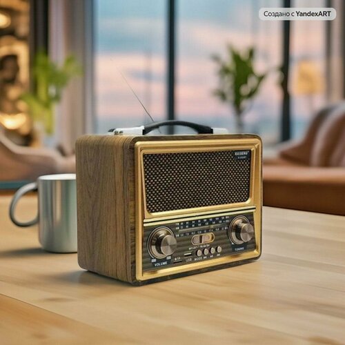 Портативная колонка R-2055BT Bluetooth USB Ретро колонка Беспроводная стерео система FM-радио Бежевый 369000₽