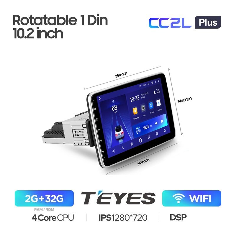 фото Поворотная магнитола 1 Din Teyes CC2L Plus 2/32Гб ANDROID, IPS экран