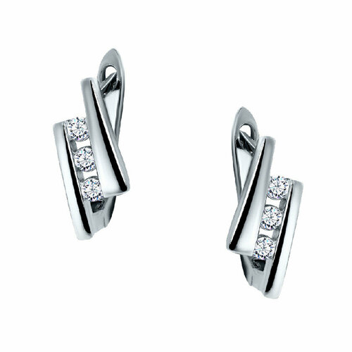 Серьги Fidelis, серебро, 925 проба, родирование, фианит, золотой