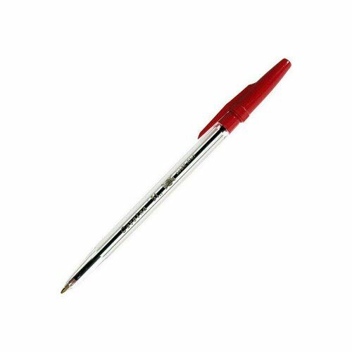Ручка шариковая CARIOCA Corvina 51, красная, 1мм, прозрачный корпус