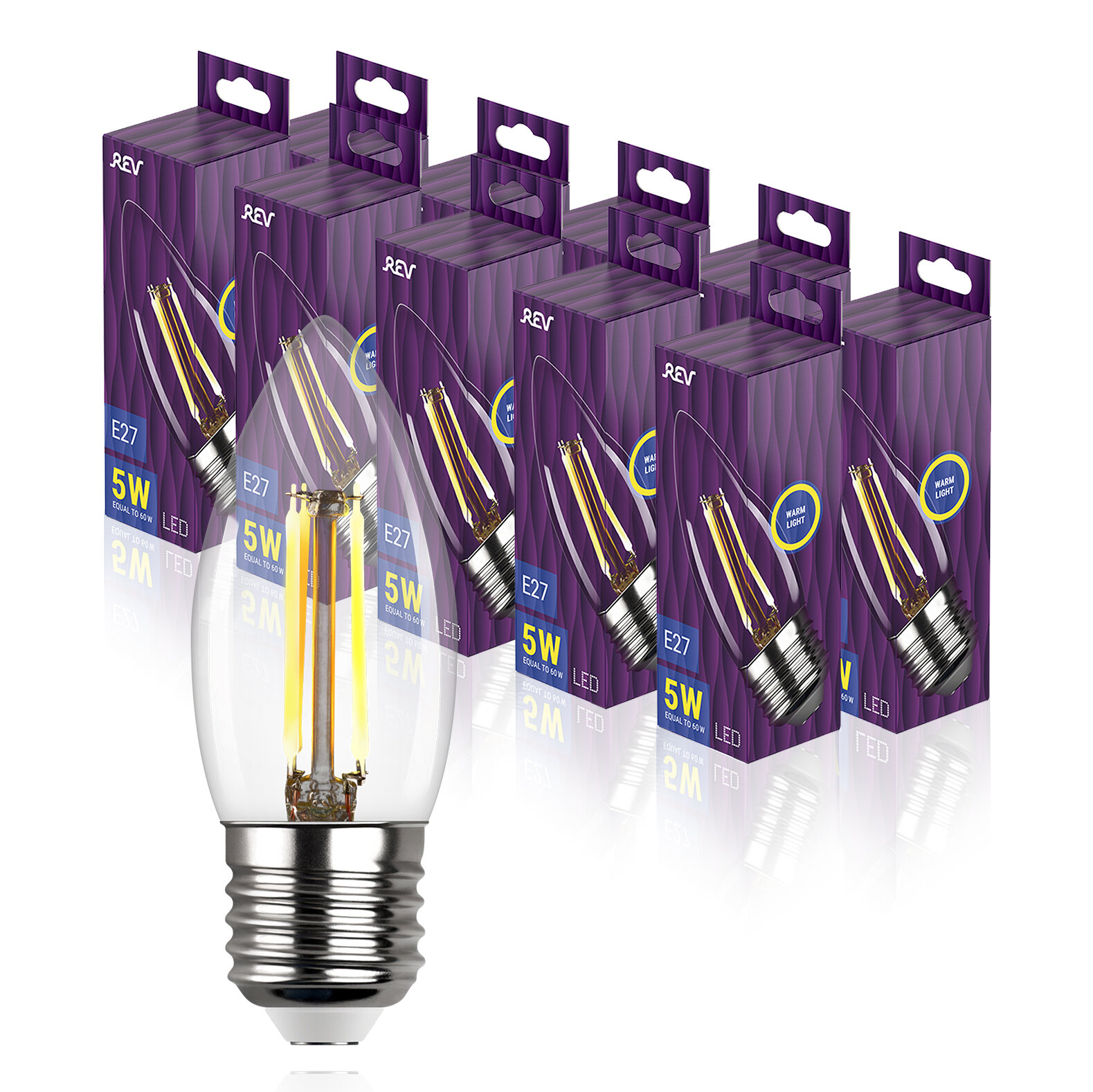 Упаковка светодиодных филаментных ламп 10 шт REV 32424 9, 2700К, Е27, FC37, 5Вт