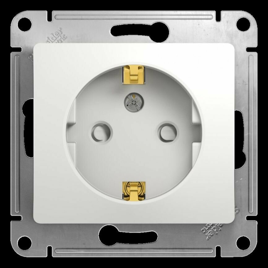 GLOSSA розетка с заземлением со шторками, 16А, механизм, белый GSL000145
