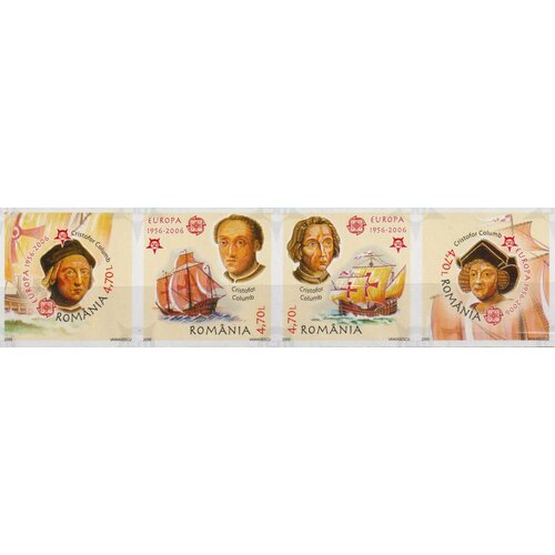 Почтовые марки Румыния 2005г. Христофор Колумб, 50 лет первой марки Европы Христофор Колумб, Корабли MNH