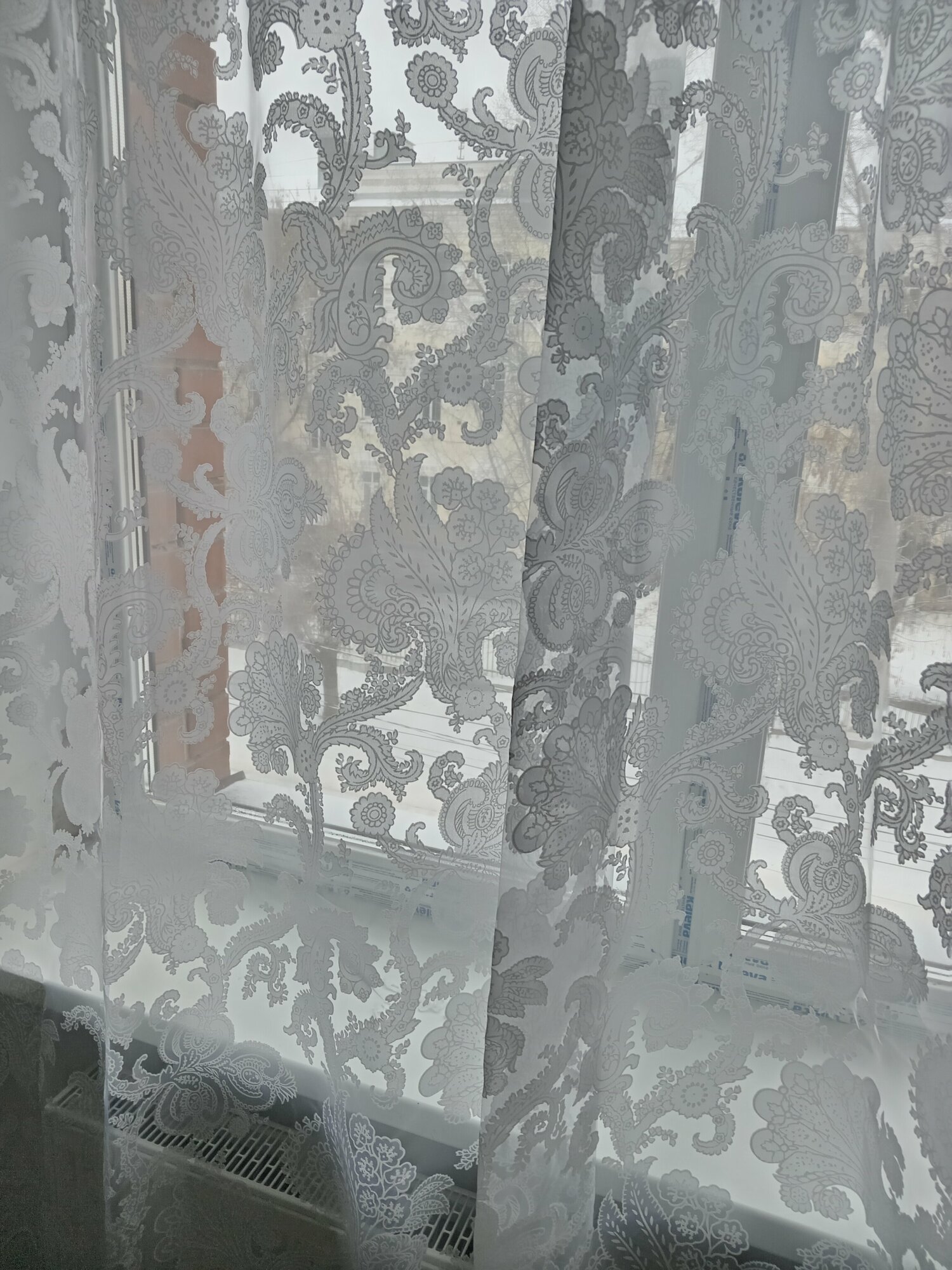 фото Тюль органза с рисунком белая выс.275см, шир.150см, для комнаты, кухни, детской, кабинета, гостиной