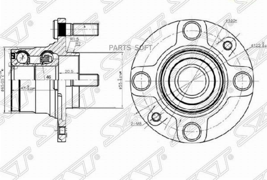 Ступичный узел задн. MAZDA DEMIO DW3W 96-02 4 шпильки (без ABS) SAT ST-NA01-33-04X | цена за 1 шт