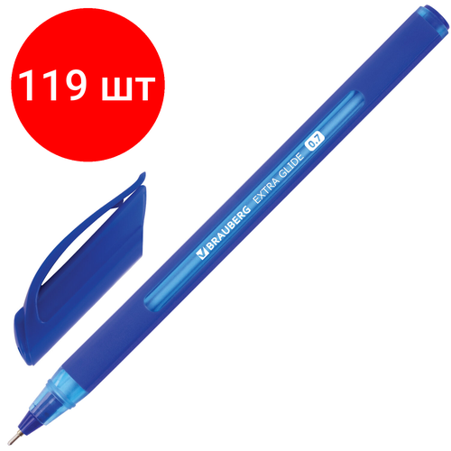 Комплект 119 шт, Ручка шариковая масляная BRAUBERG Extra Glide Soft Blue, синяя, узел 0.7 мм, линия письма 0.35 мм, 142926 комплект 47 шт ручка шариковая масляная brauberg extra glide soft white синяя узел 0 7 мм линия письма 0 35 мм 142927