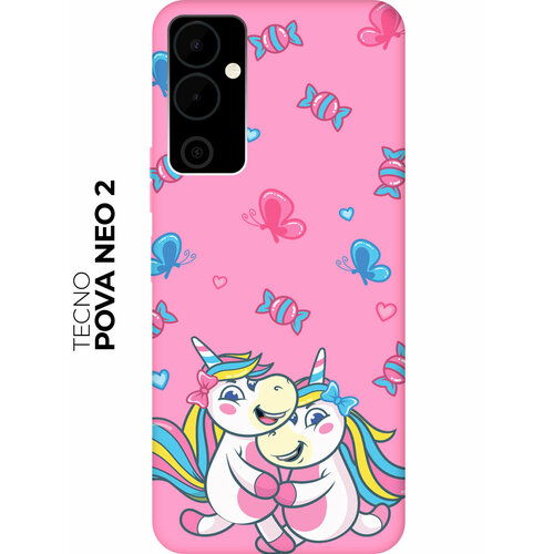 Матовый чехол Unicorns and Candies для Tecno Pova Neo 2 / Техно Пова Нео 2 с 3D эффектом матовый чехол unicorns and candies для tecno pova neo 2 техно пова нео 2 с 3d эффектом