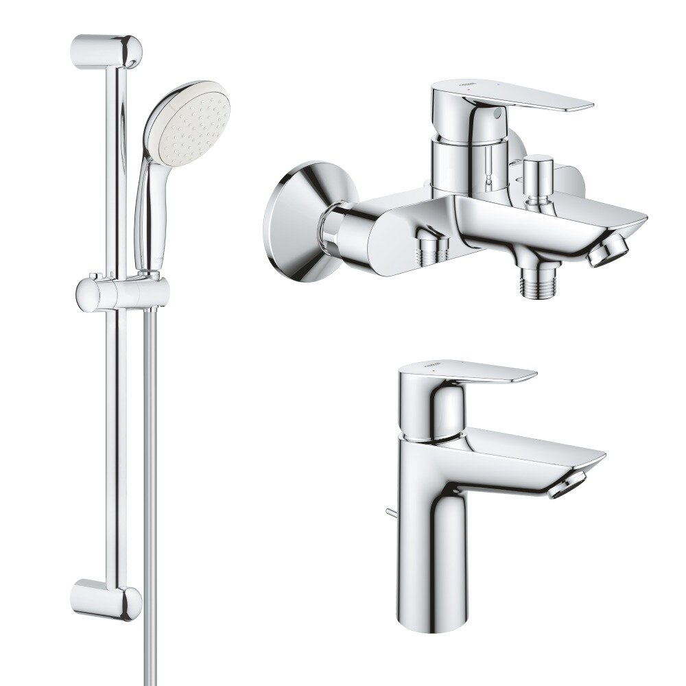 фото Комплект смесителей GROHE BauEdge с душевым гарнитуром, хром (NB0063/S)