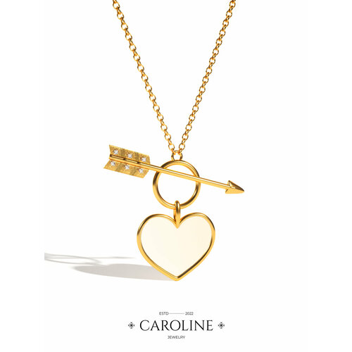 фото Колье caroline jewelry, акрил, длина 45 см., золотой