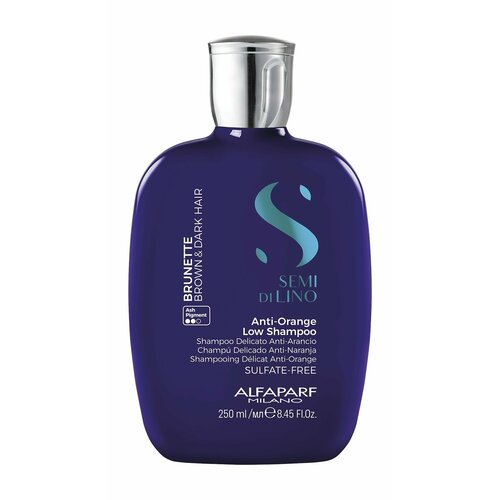Тонирующий анти-оранжевый шампунь для волос / Alfaparf Milano Semi di Lino Brunette Low Shampoo