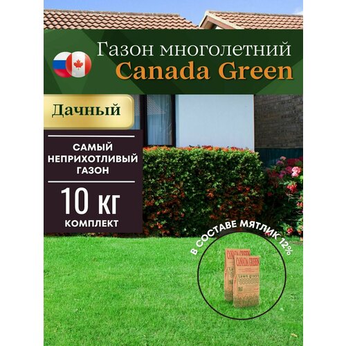 Газонная трава семена для дачи 10 кг Канада Грин Viilageна 2-2,2 сотки семена газона зеленый ковер луговой 0 9 кг x 14 шт 3 сотки