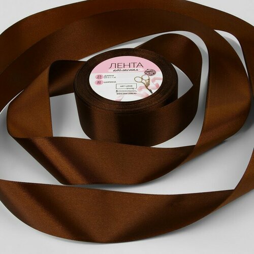 Лента атласная, 40 мм × 23 ± 1 м, цвет горький шоколад №М496 мастер мартини шоколад кондитерский ариба горький плитка 1 кг