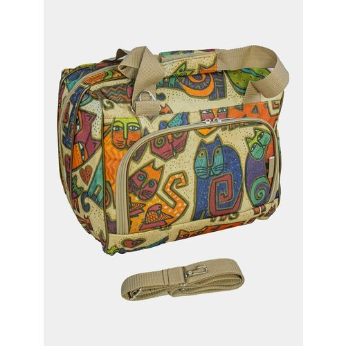 фото Сумка arlion 000-425-1 кошки беж, 26х30х34 см, ручная кладь, бежевый