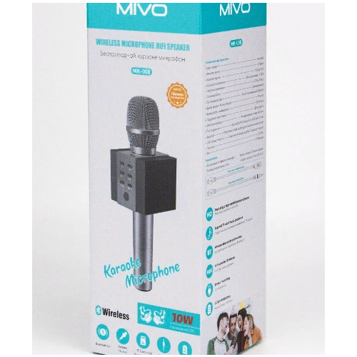 Беспроводной Bluetooth микрофон Mivo MK-008 с караоке /10Вт/1200мАч/SD/AUX