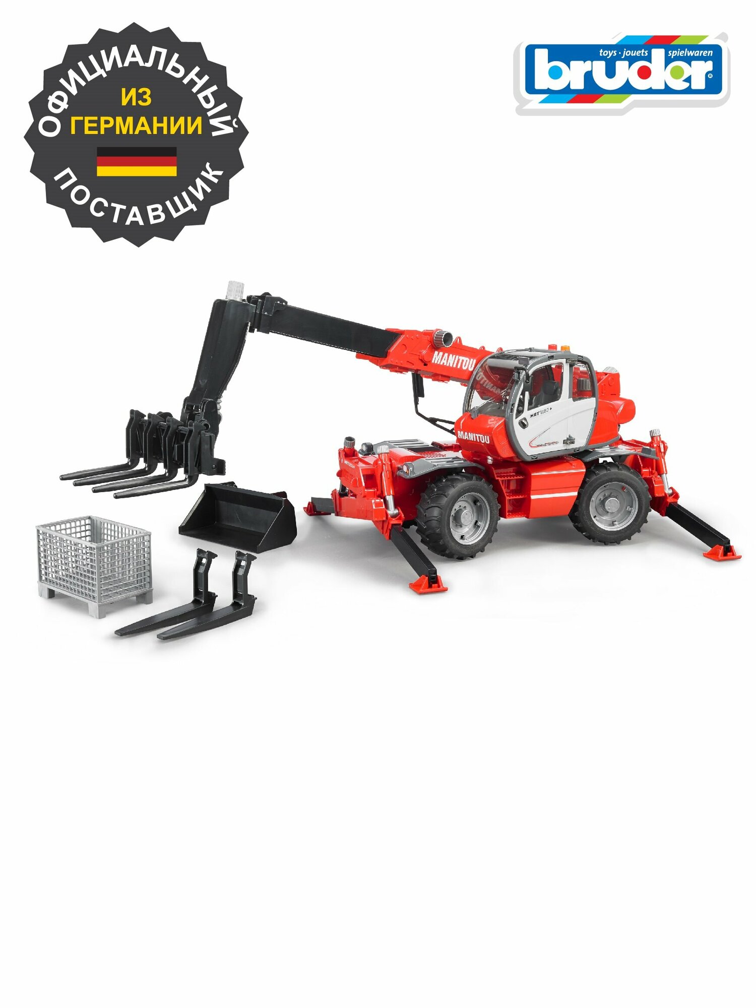 Брудер, погрузчик колесный Manitou MRT 2150 с ковшом, Bruder