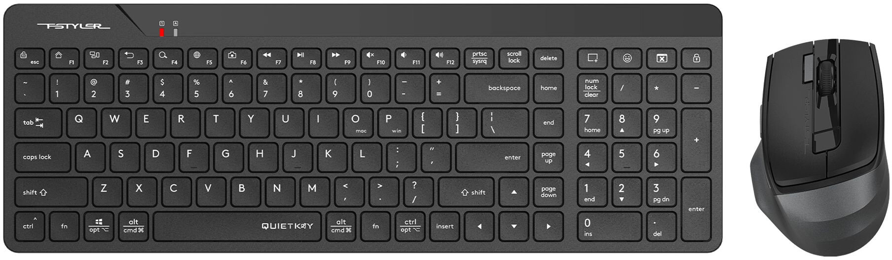 Клавиатура + мышь A4Tech Fstyler FG2400 Air клав: черный мышь: черный USB беспроводная slim (FG2400 AIR BLACK)