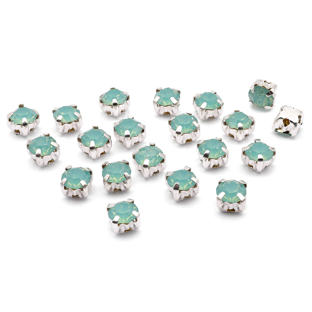 фото СЦ015ММ44 Хрустальные стразы в металлических цапах, цвет: зеленый матовый 4 мм, 20 шт/упак. Astra&Craft