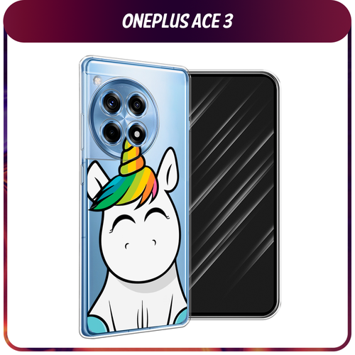 Силиконовый чехол на OnePlus Ace 3/12R / Ван Плас Асе 3/12R Няшный единорог, прозрачный