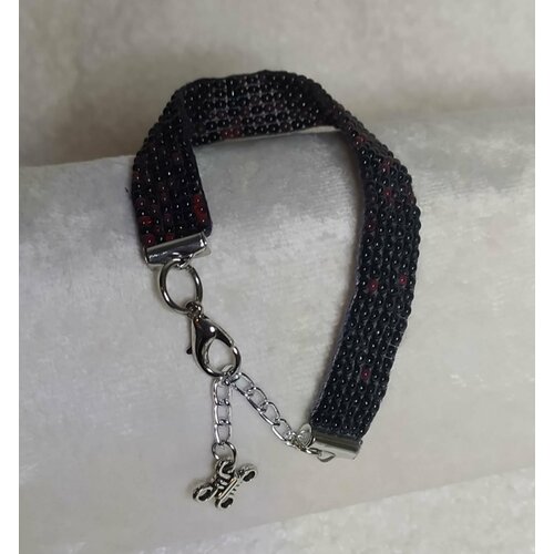 фото Плетеный браслет темный, 1 шт., размер 16 см, размер one size, черный fsb1