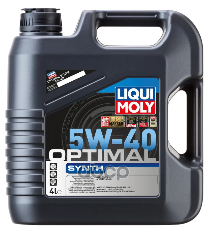 LIQUI MOLY Liquimoly 5W40 Optimal Synth (4L)_Масло Мотор! Синapi Sn/Cf, Acea A3-04, B4-04: Vw, Porsche, Mb229.3